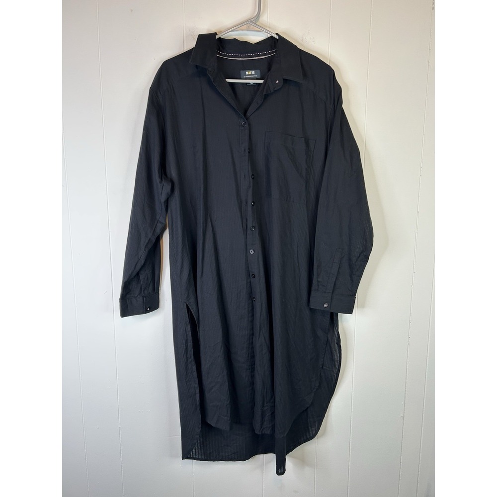 Maeve By Anthropologie Women's Size Medium Shirt Dress Black Cotton 258
